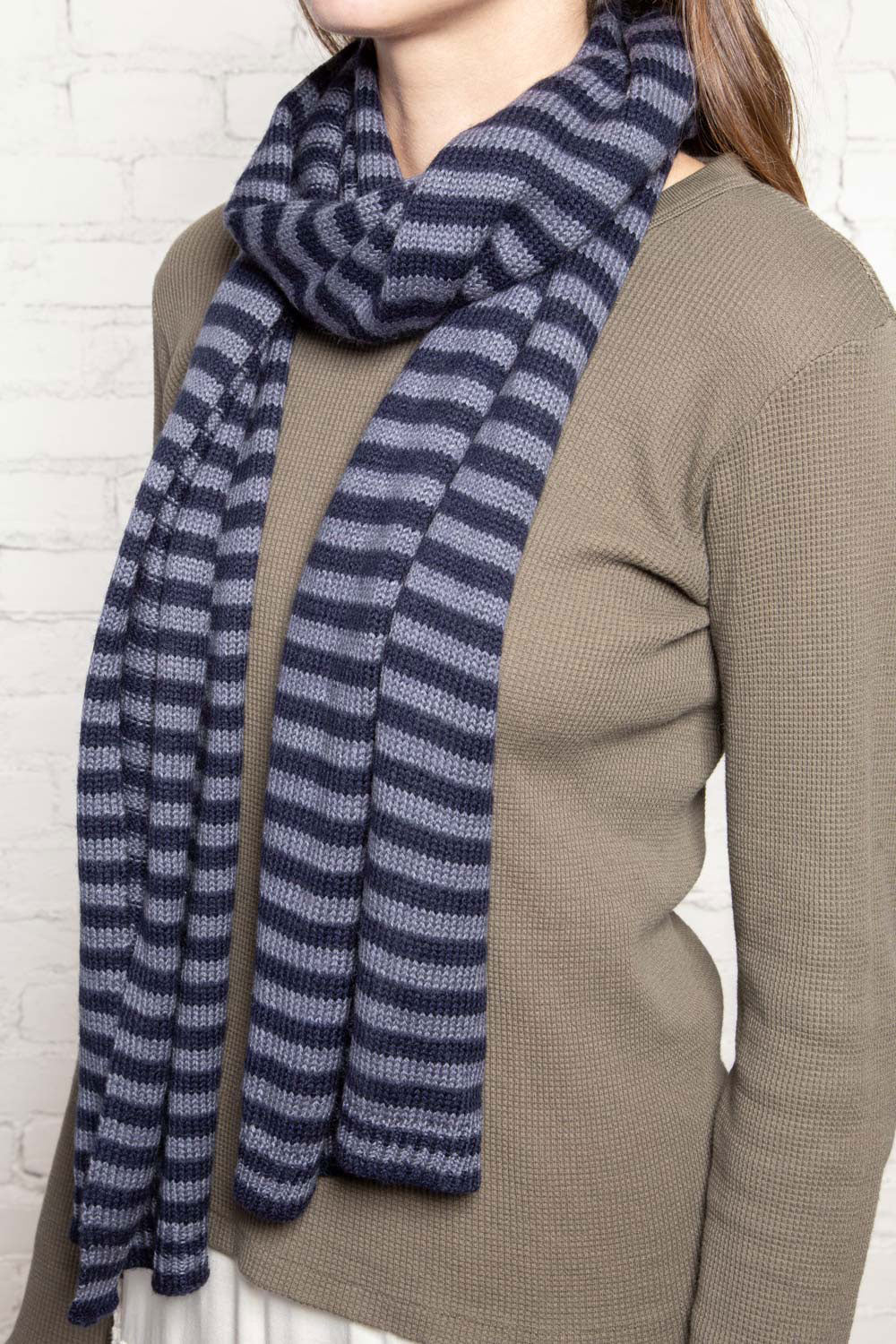 Striped Scarf | Navy Blue and Blue