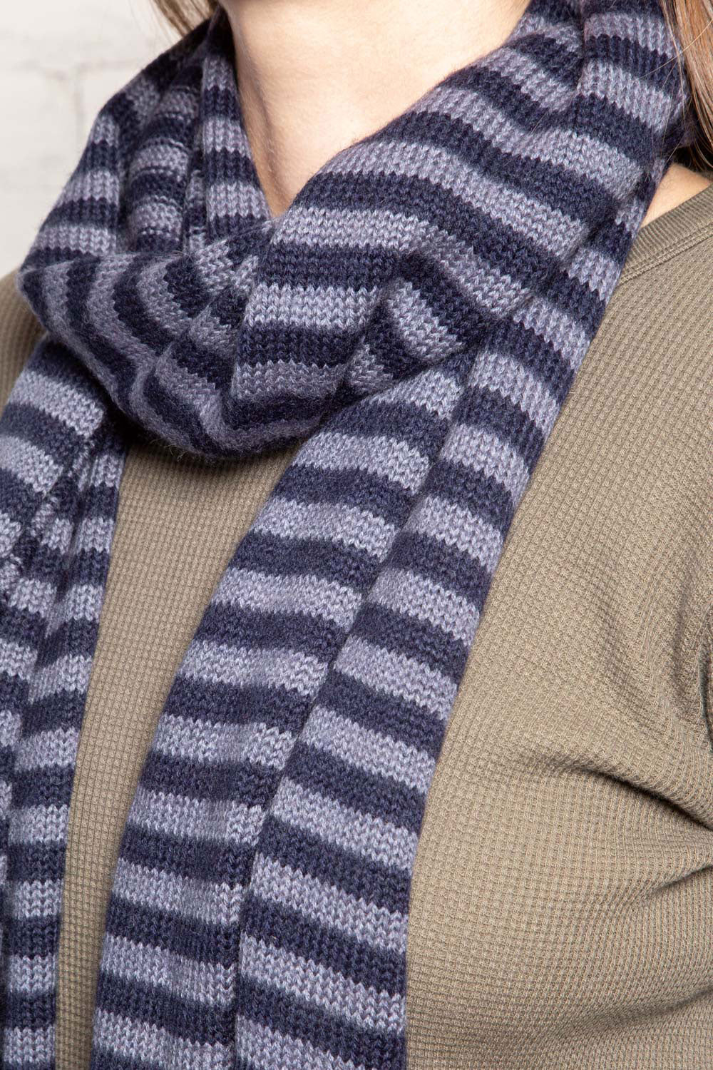 Striped Scarf | Navy Blue and Blue
