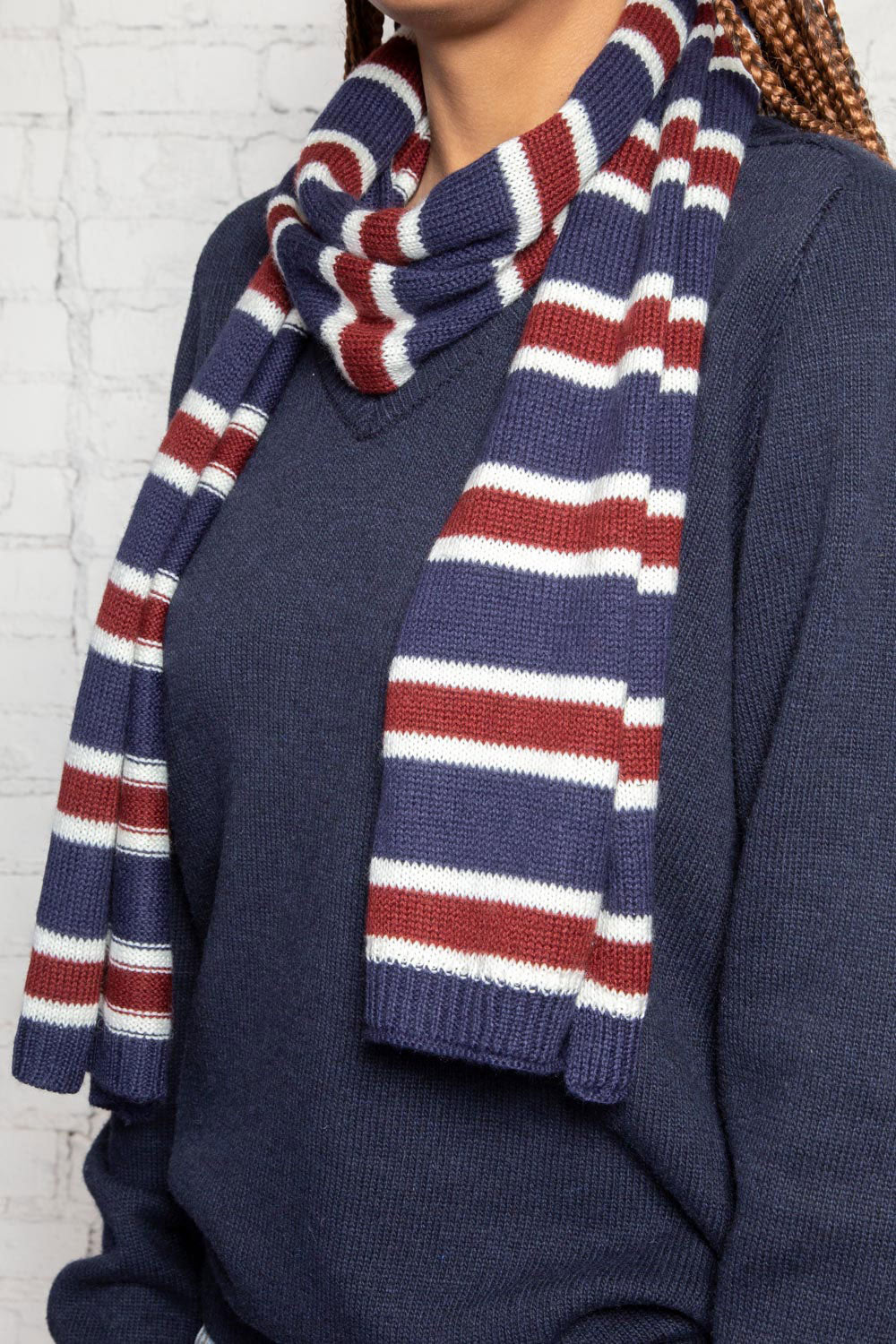 Striped Scarf | Red Navy White