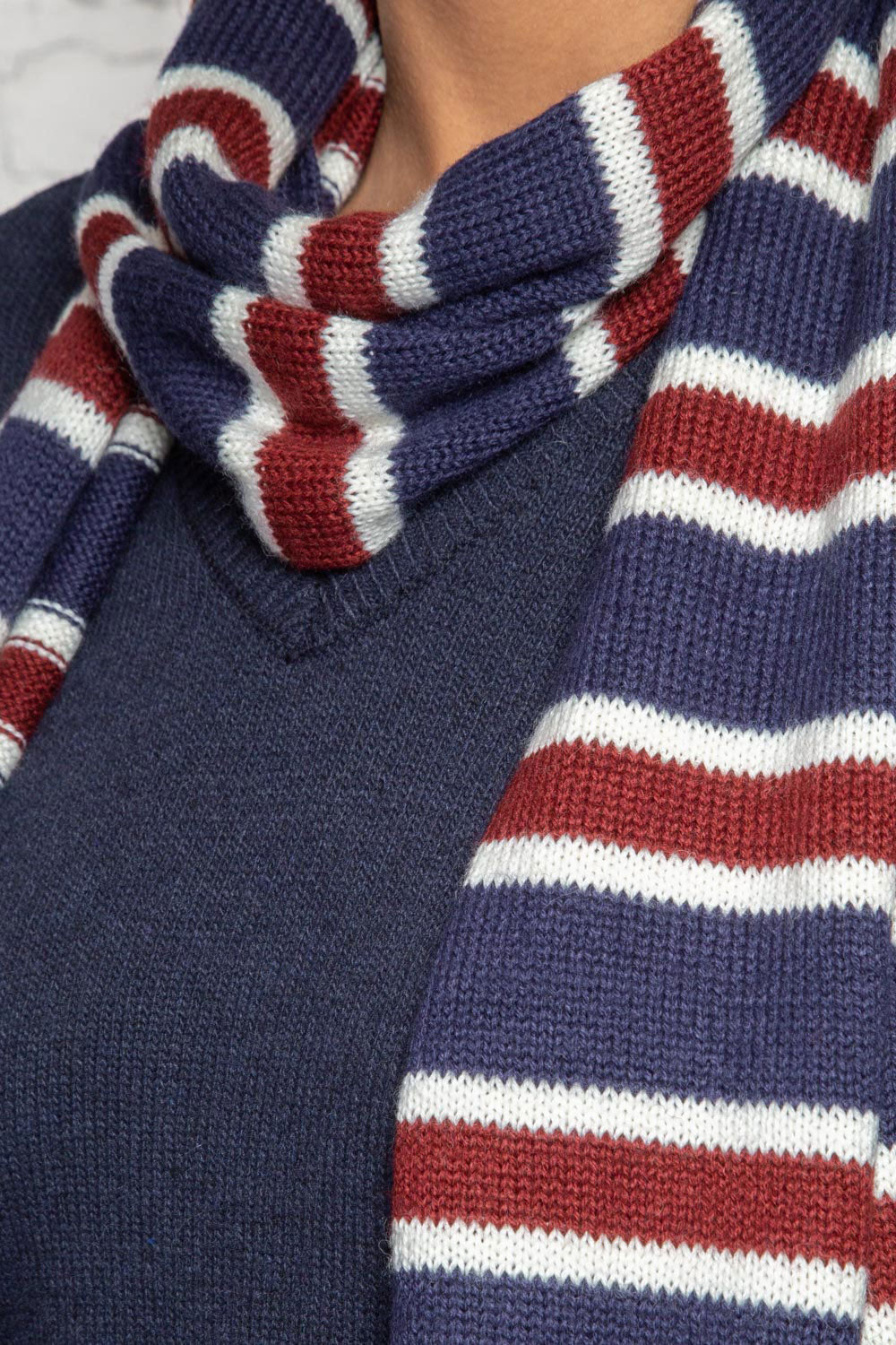 Striped Scarf | Red Navy White