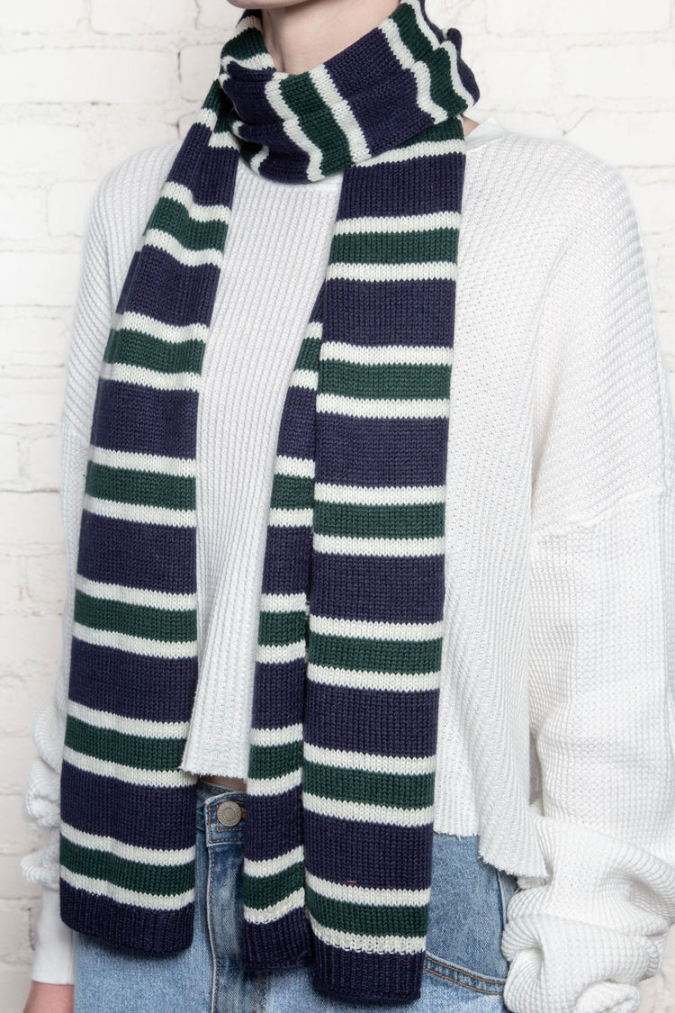 Striped Scarf | Navy White Green