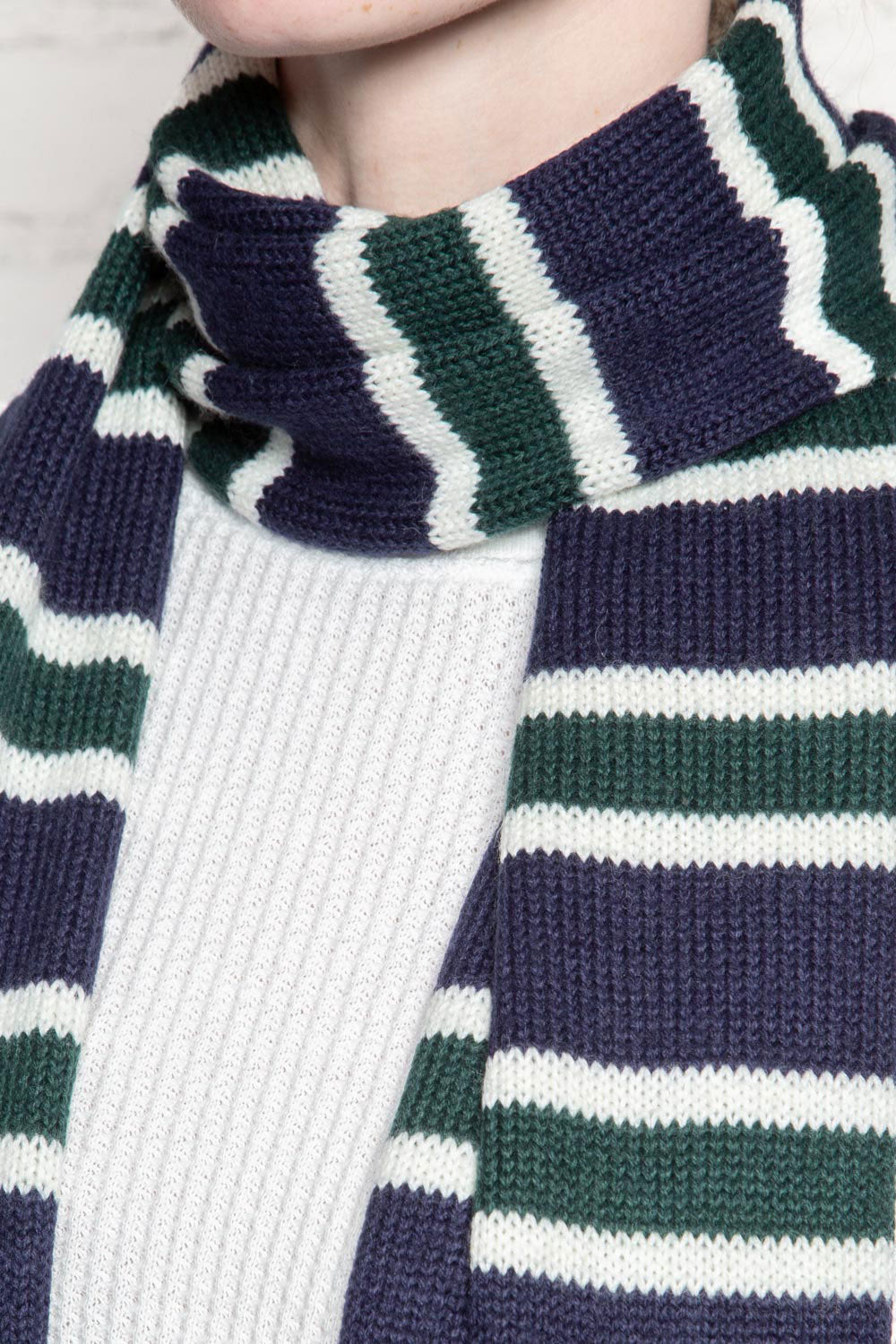 Striped Scarf | Navy White Green