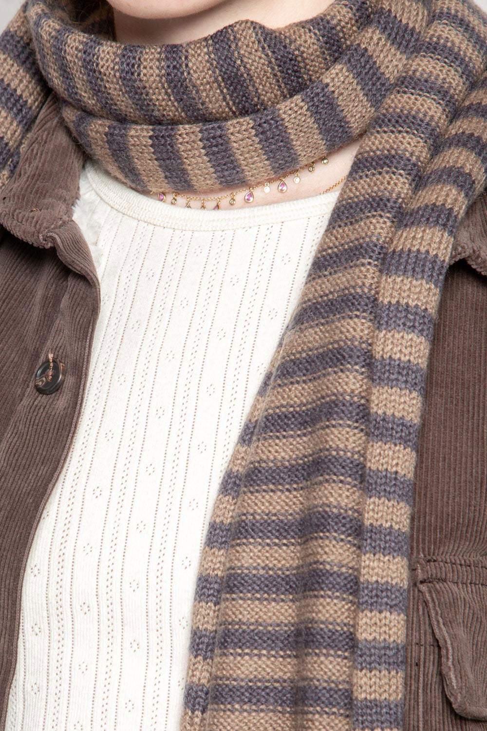 Striped Scarf | Brown Grey