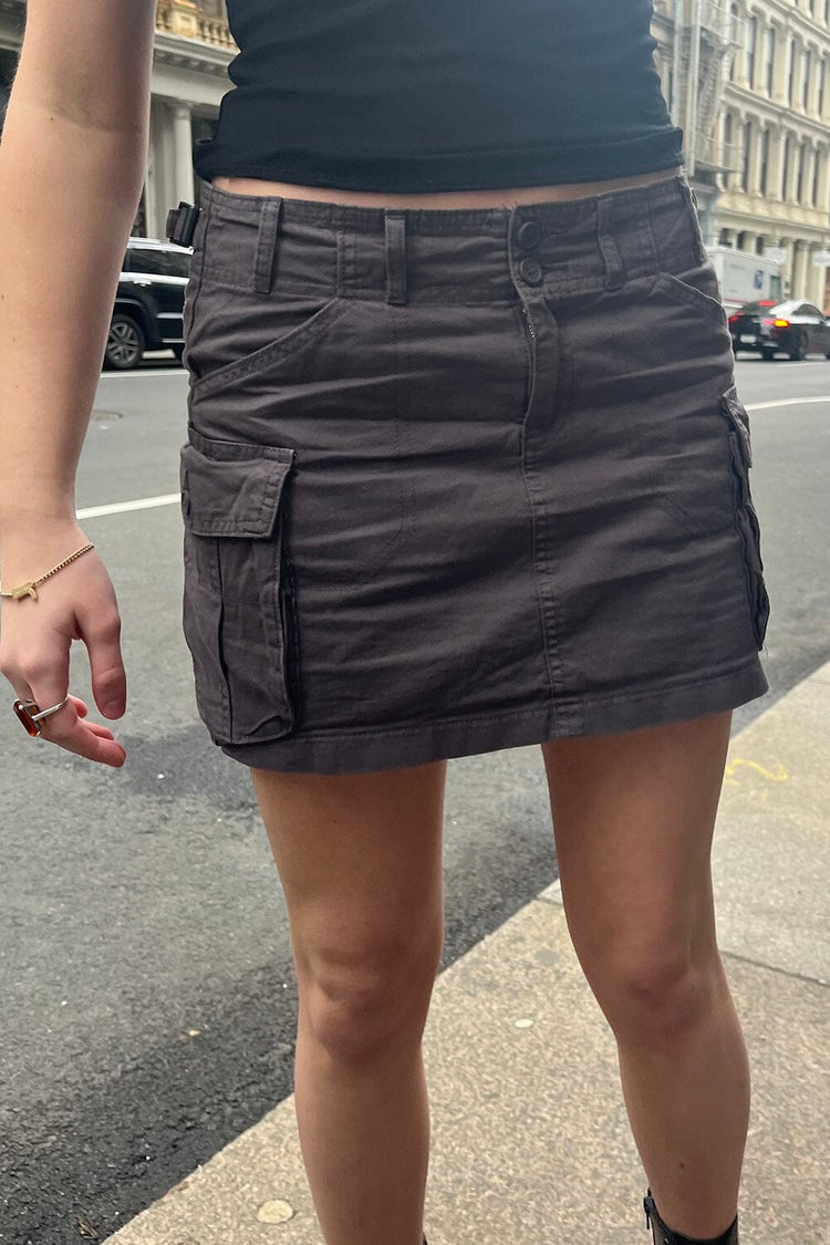 Beverly Buckle Cargo Mini Skirt | Grey / S