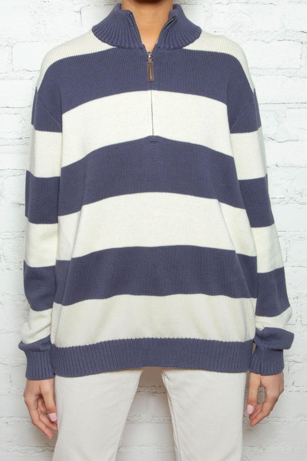 Ivory with Blue Stripes / Oversized Fit