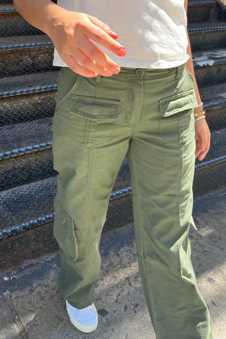 Sueded Twill Deep Green Cargo Pants - Grace and Lace