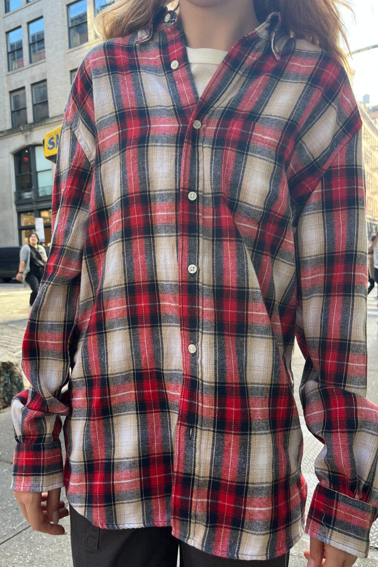 Hazel Flannel Top | Red Navy Ivory Plaid / S/M