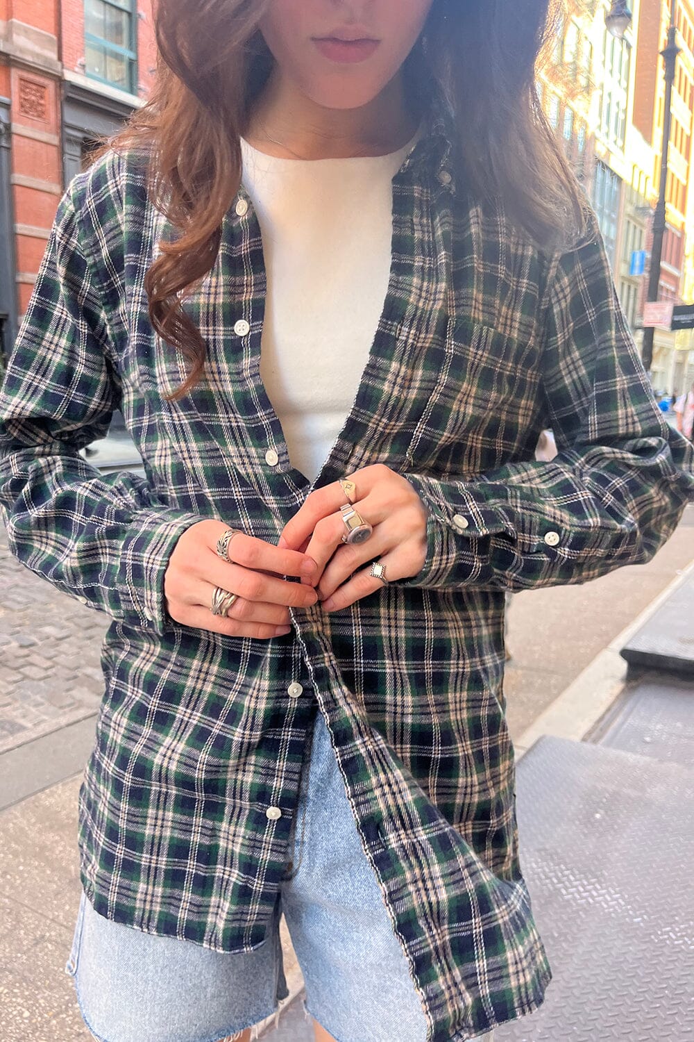 Green Navy Gold Plaid / S/M