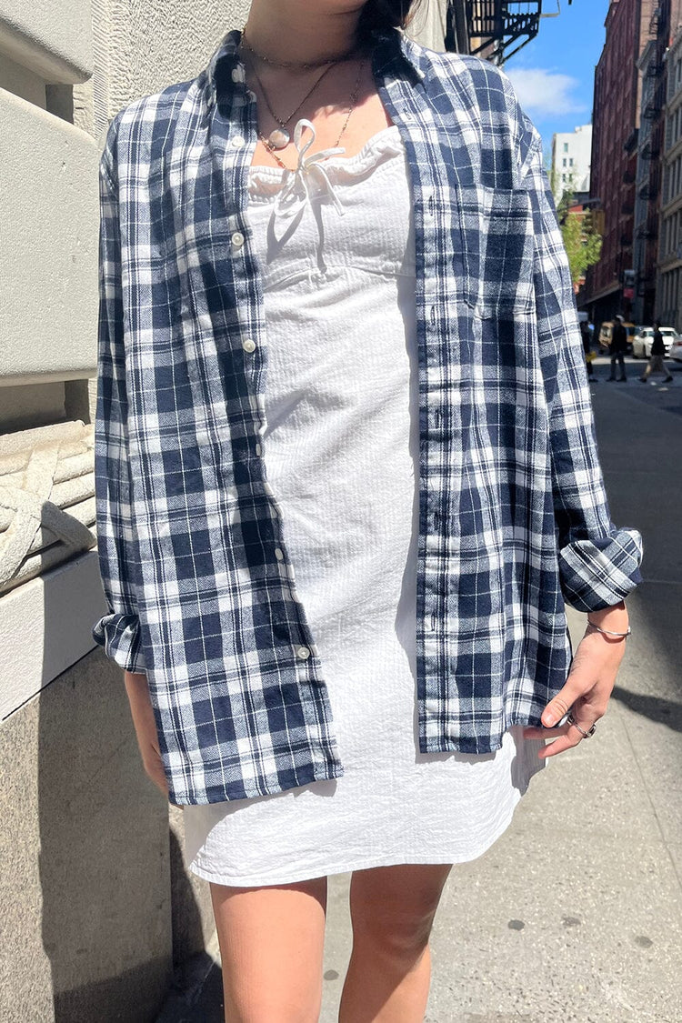 Hazel Flannel Top | Navy White Big Plaid / S/M