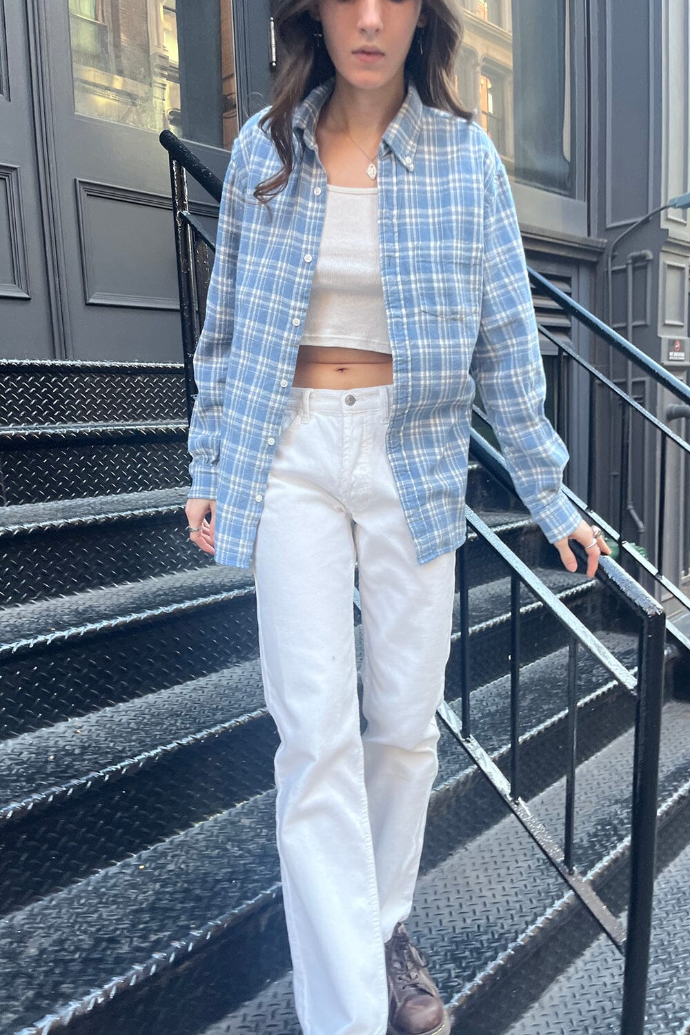 Sky Blue And White Plaid / S/M