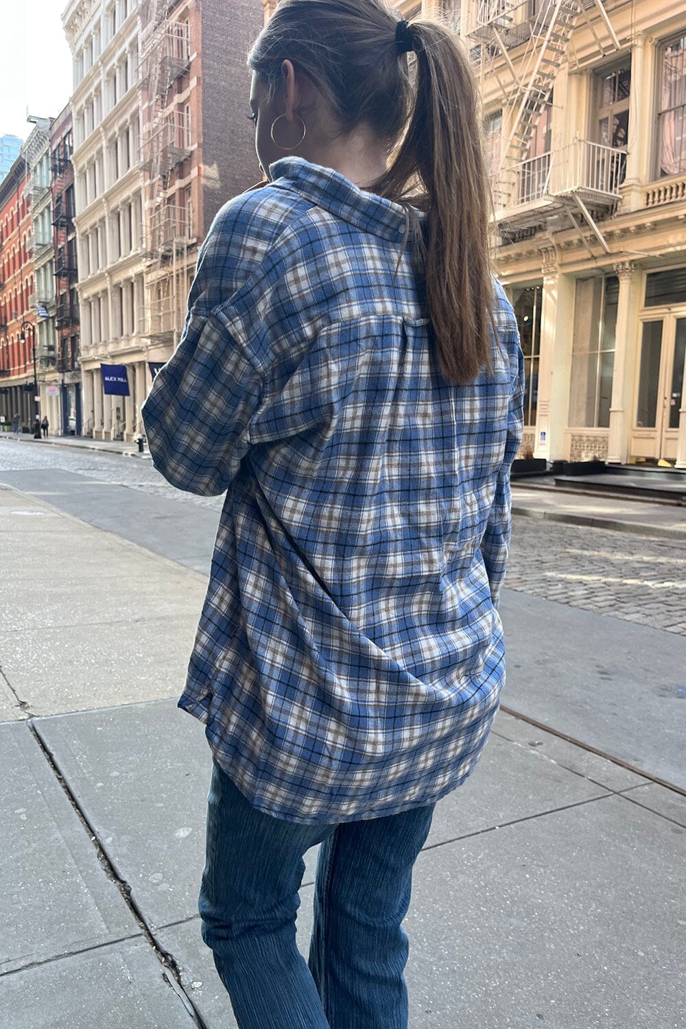 Sky Blue With Gold Black Plaid / S/M