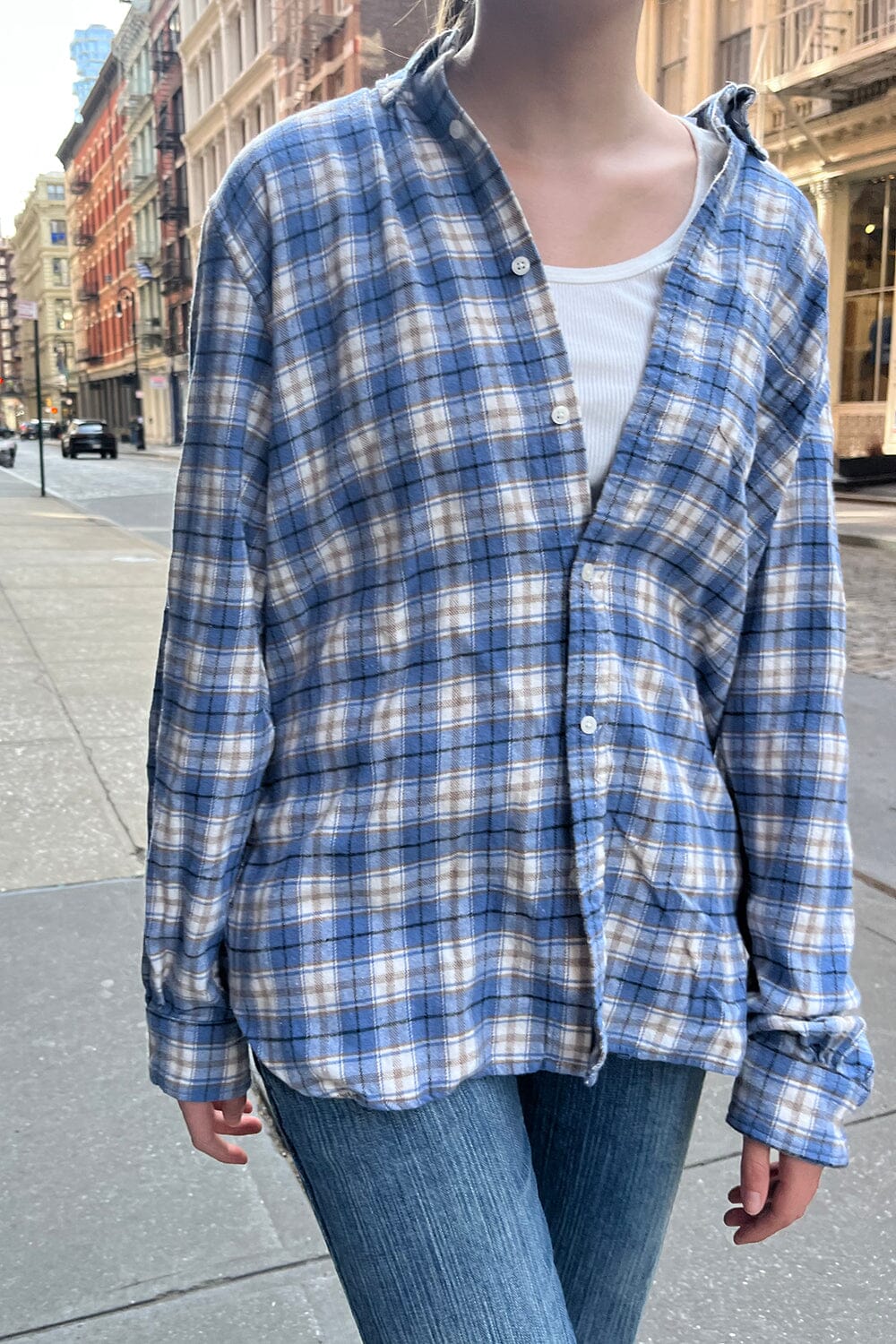 Sky Blue With Gold Black Plaid / S/M