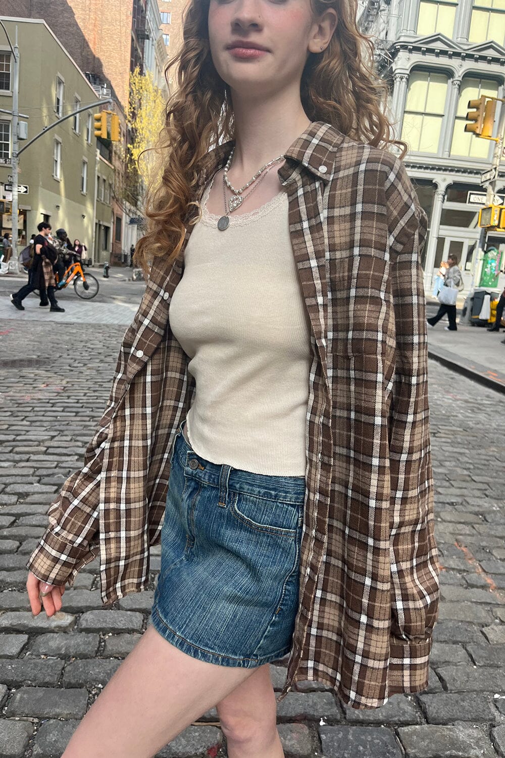 Tan Cream Brown Plaid / S/M