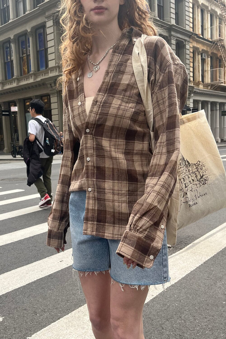 Hazel Flannel Top | Big Brown Plaid / S/M