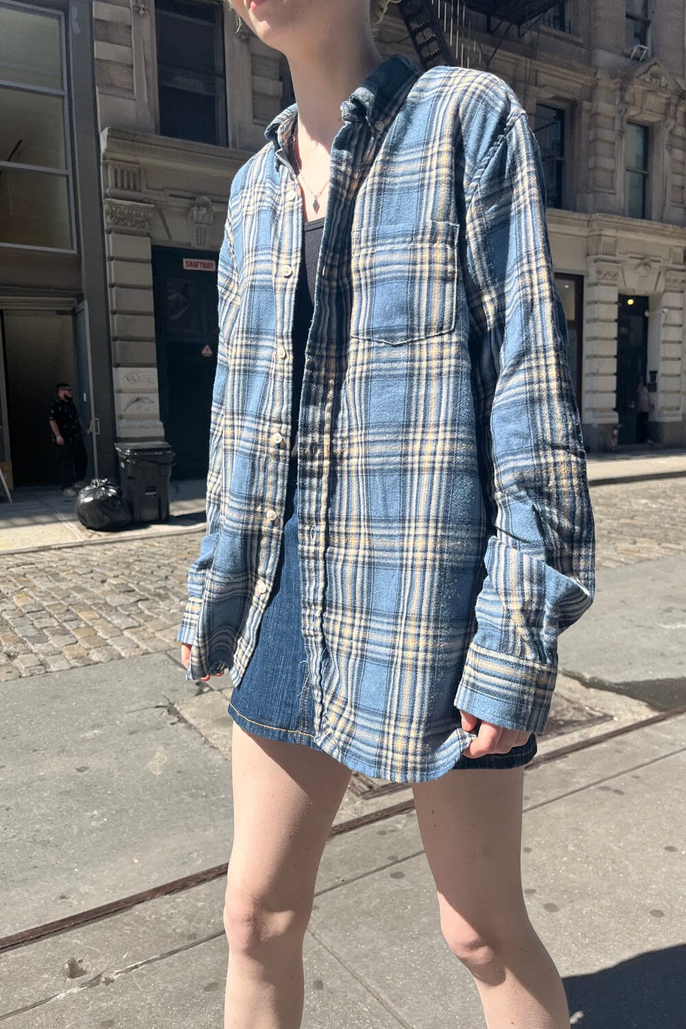 Sky Blue Cream Black Plaid / S/M