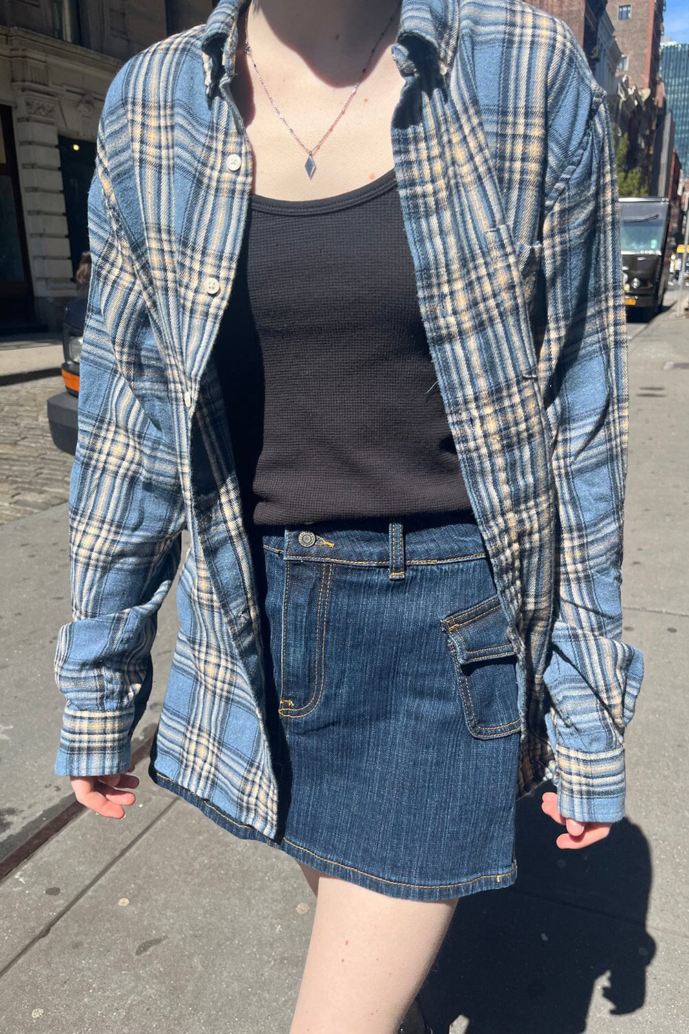 Sky Blue Cream Black Plaid / S/M