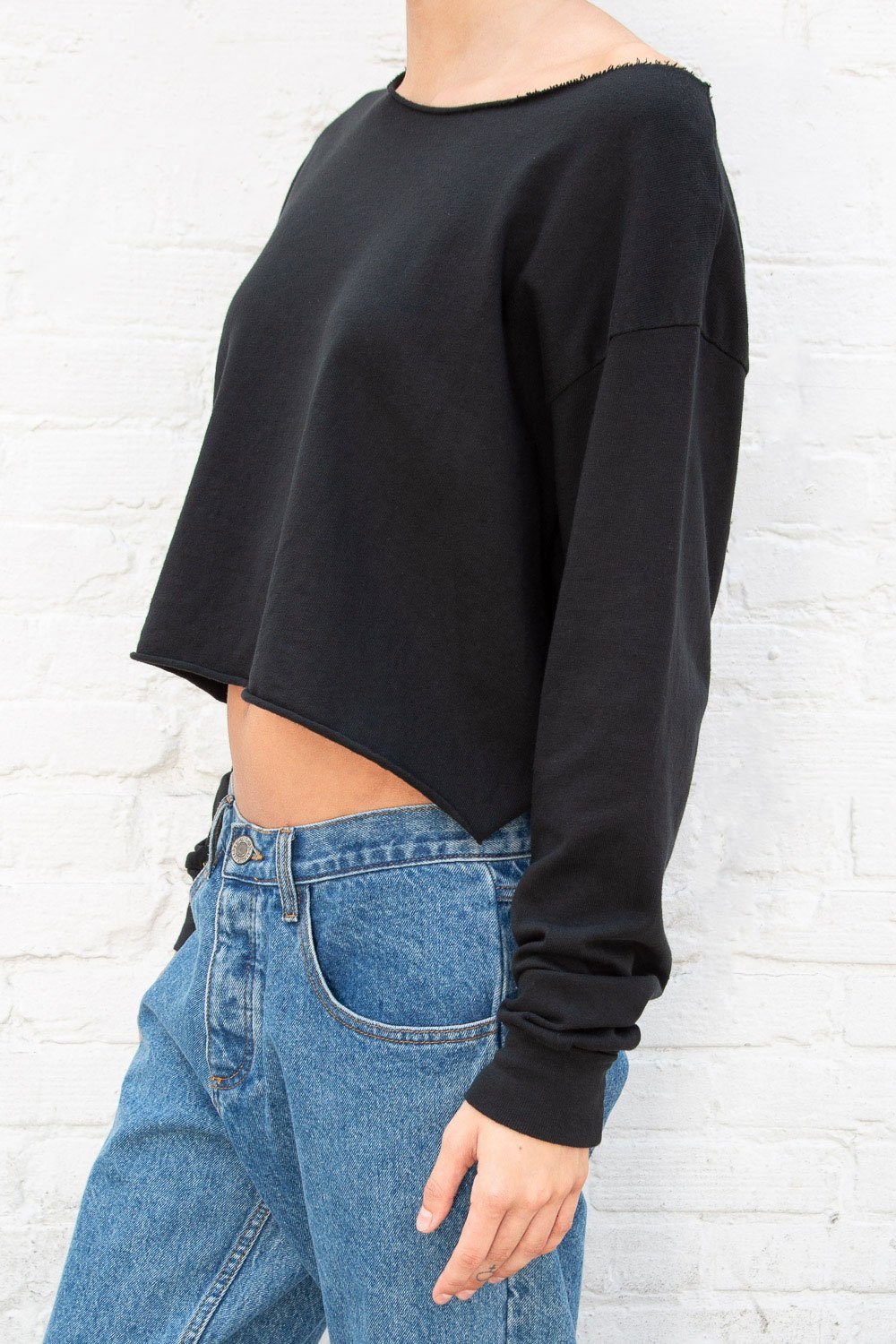 Estelle Cotton Top | Black / Cropped Fit