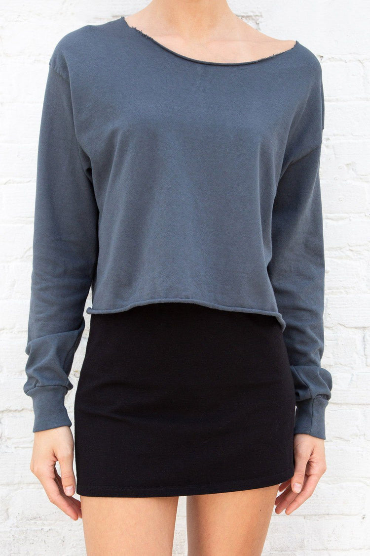 Estelle Cotton Top | Faded Navy Blue / Cropped Fit