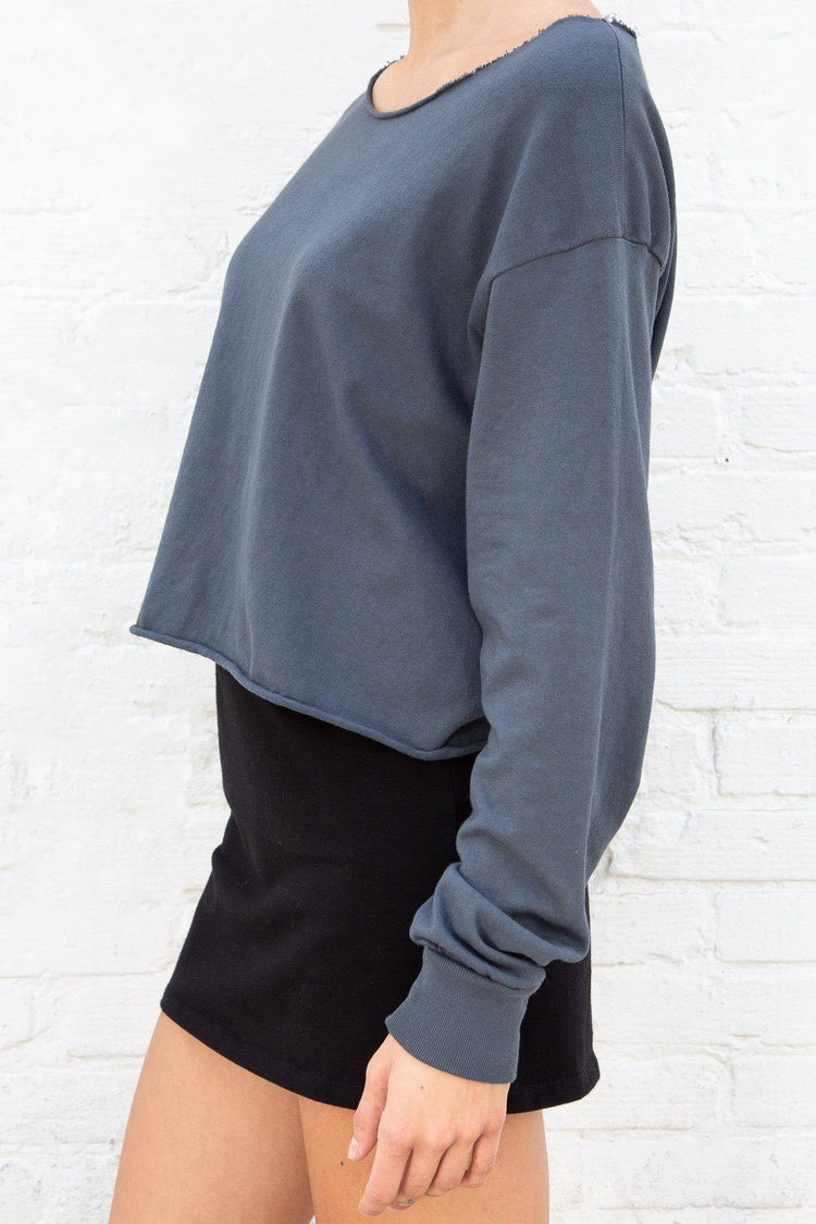 Estelle Cotton Top | Faded Navy Blue / Cropped Fit