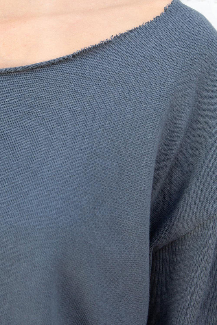 Estelle Cotton Top | Faded Navy Blue / Cropped Fit