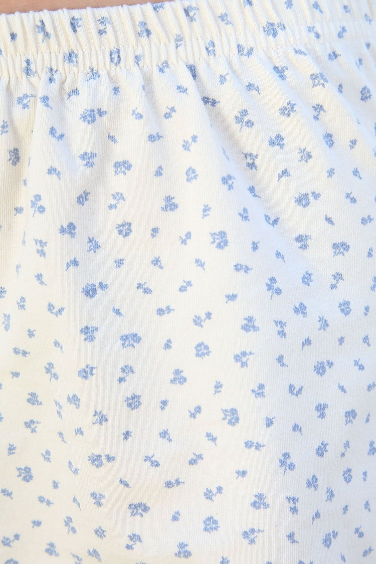 Keira Floral Sweatshorts | Cream Blue Floral / XS/S
