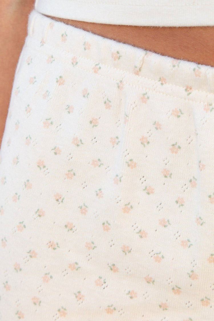 Emery Floral Cotton Shorts | White Light Orange Floral / XS/S