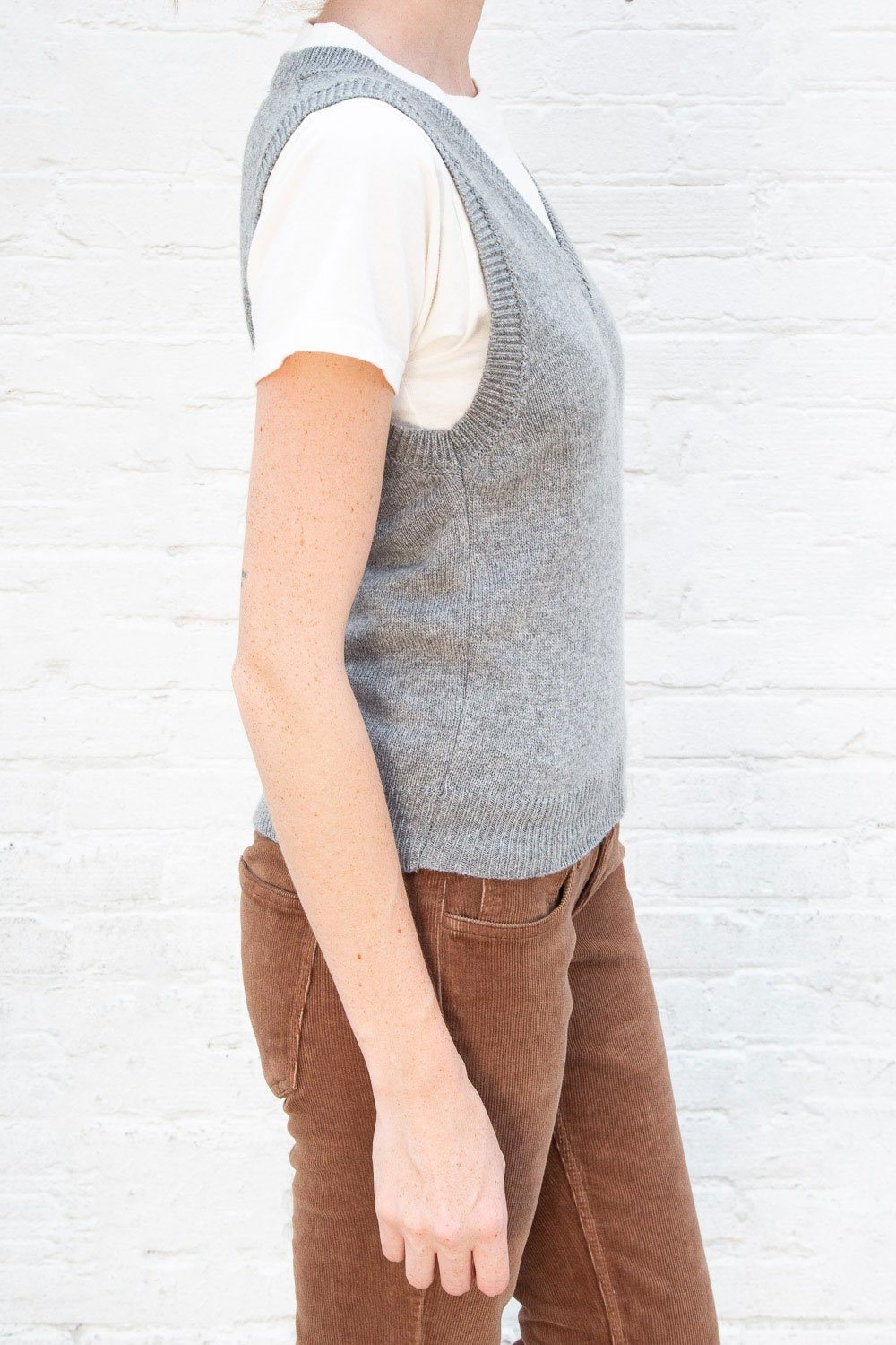 Mia Wool Sweater Vest | Heather Grey / S