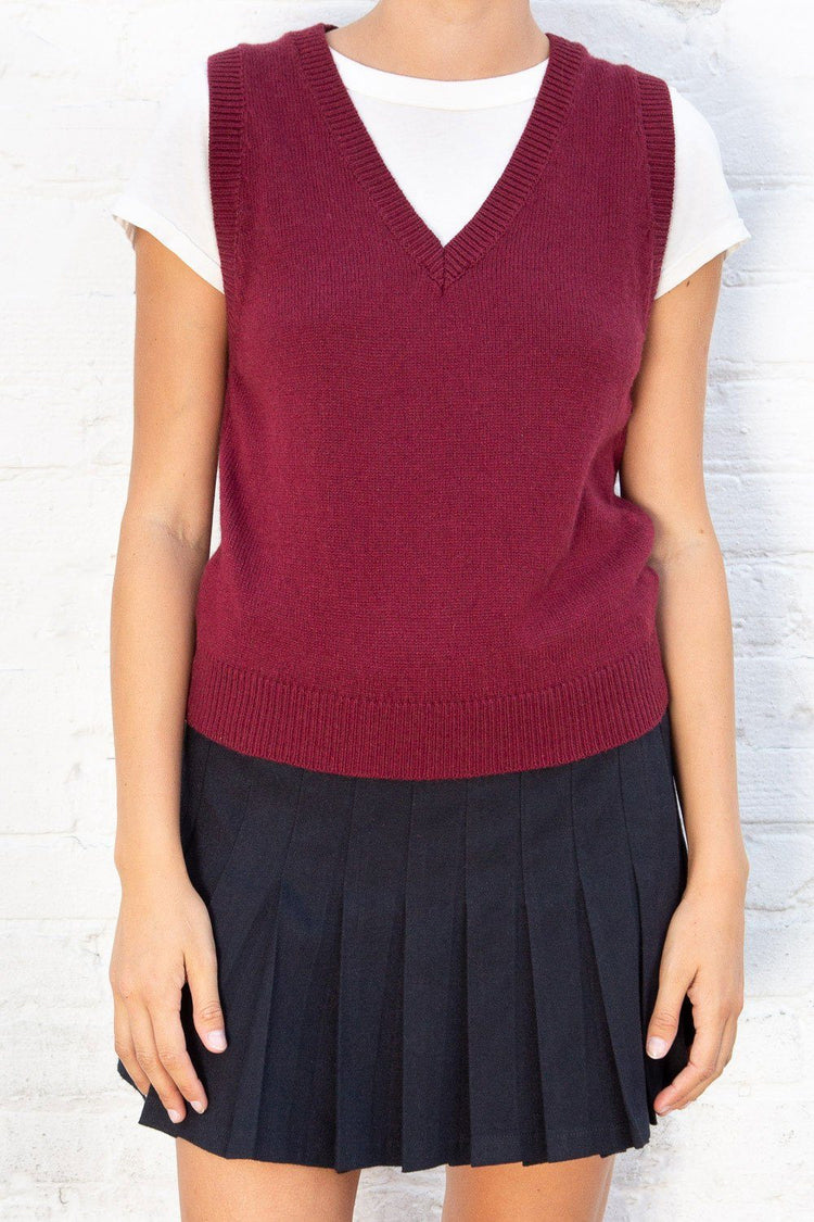 Mia Wool Sweater Vest | Burgundy / S