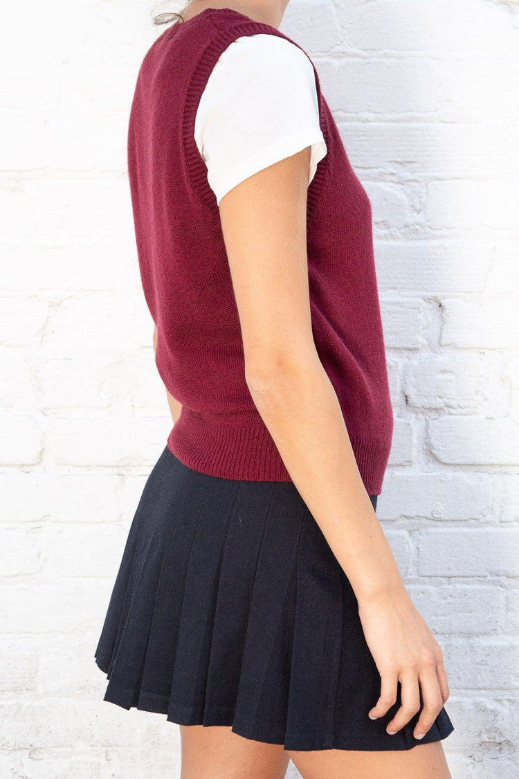 Mia Wool Sweater Vest | Burgundy / S