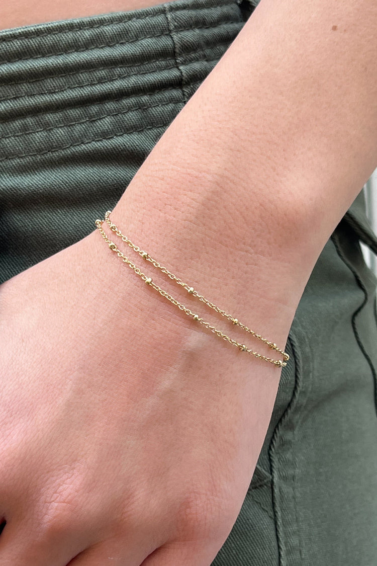 Double Chain Beaded Bracelet | Gold