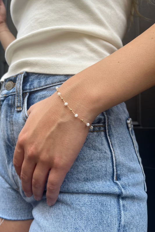 White Bead Bracelet | Copper