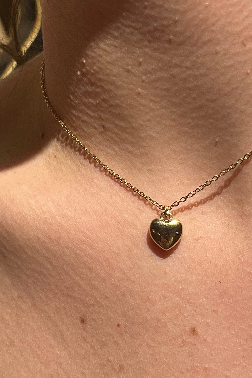 OW Gold Heart Lock Pendant Necklace