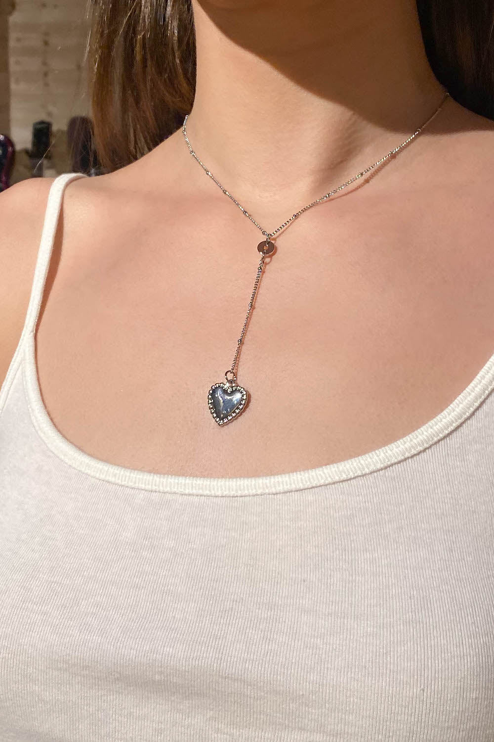Heart Chain Necklace | Silver
