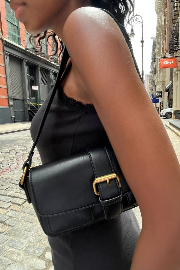 Black buckle shoulder bag Clearance