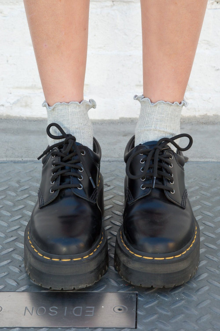 Ruffle Ribbed Socks | Heather Grey