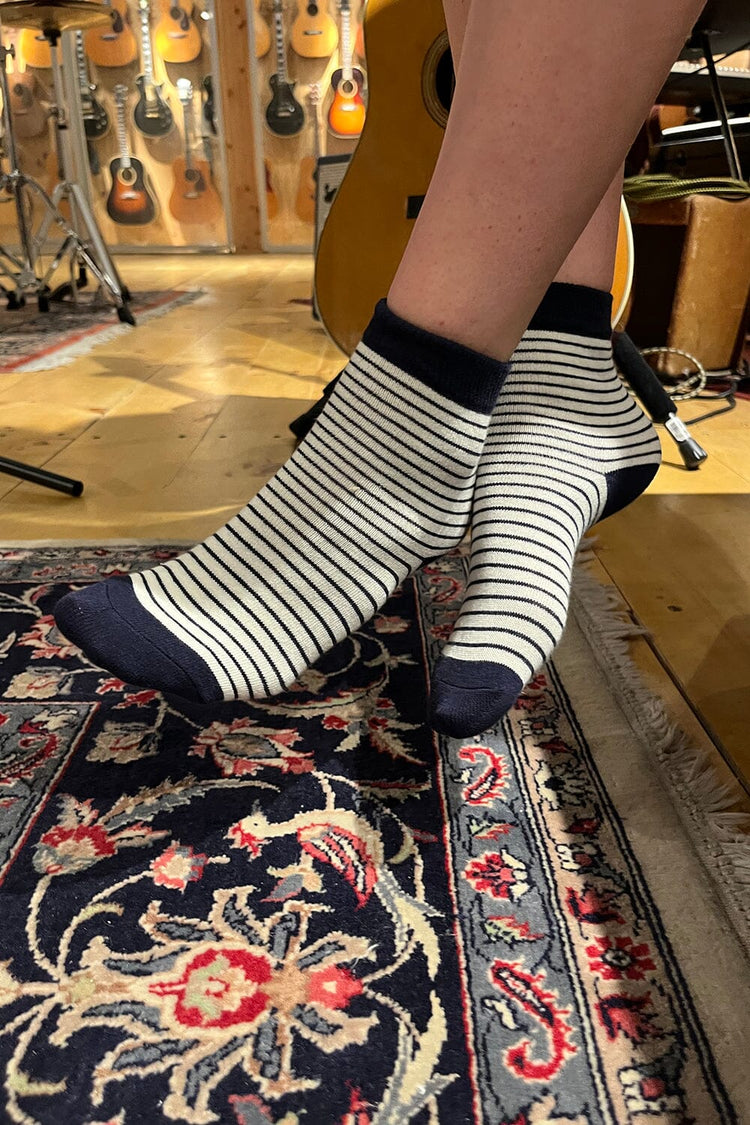 Striped Socks | Navy Blue White Stripes
