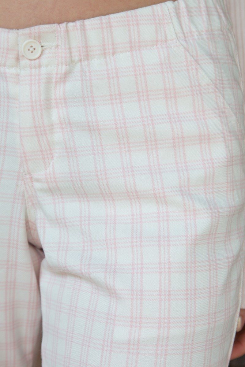 Tilden Low Rise Pants | White and Light Pink Plaid / S