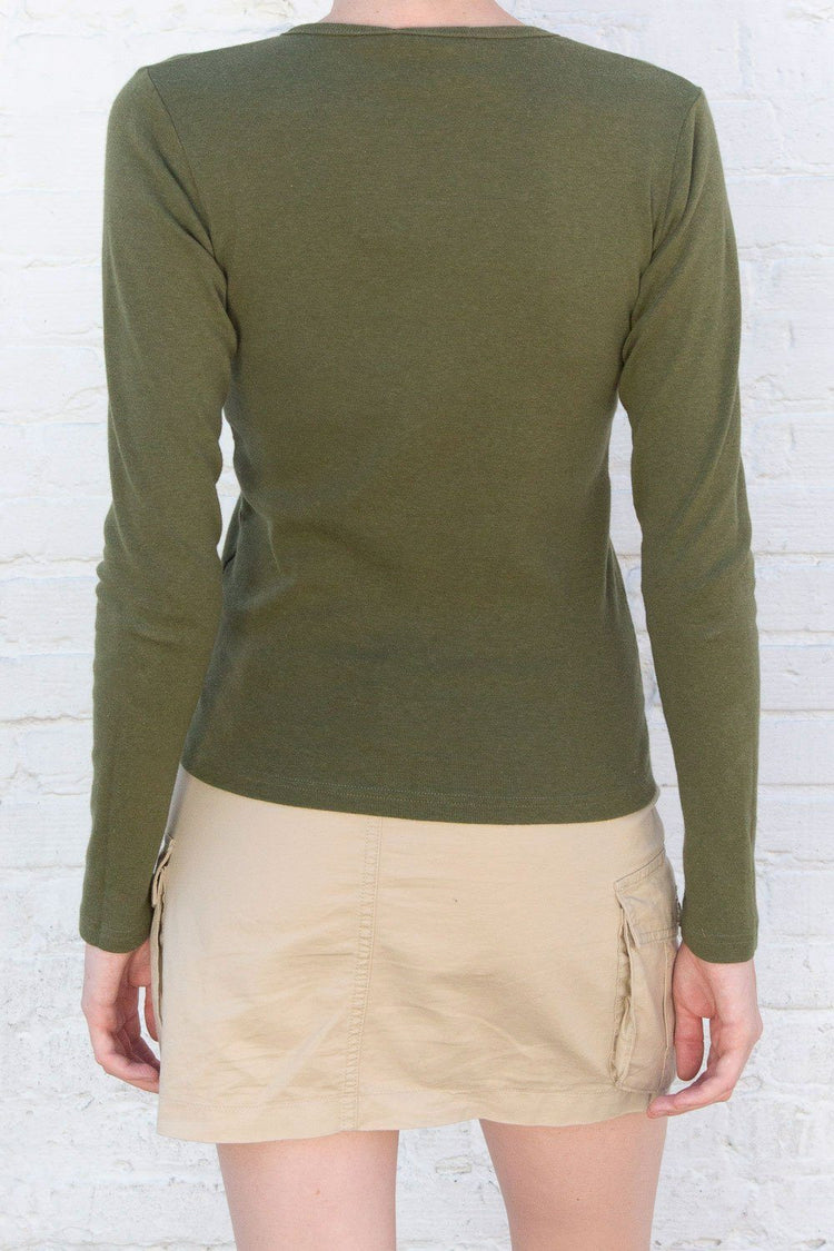 Leah Basic Top | Olive Green / S