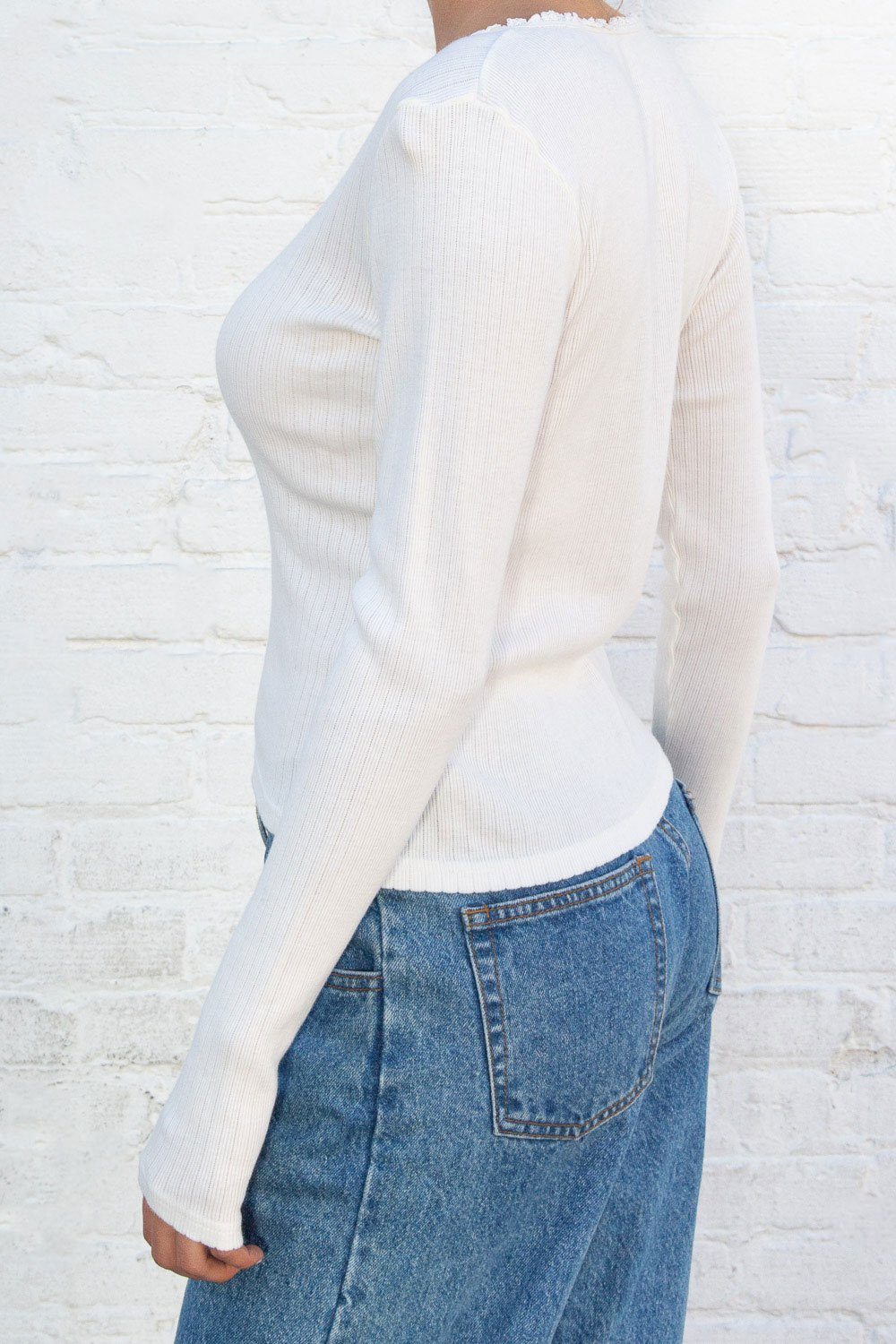 Brandy Melville Ribbed Button Up Top