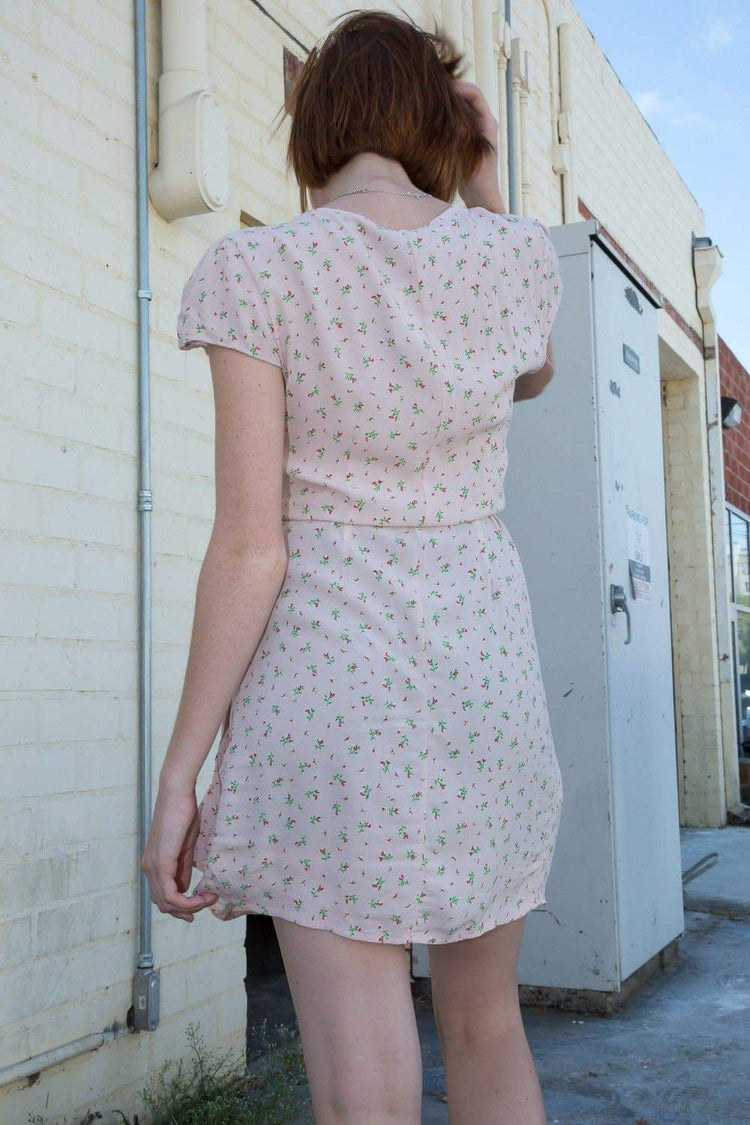 Robbie Dress | Light Pink with Floral Print / S