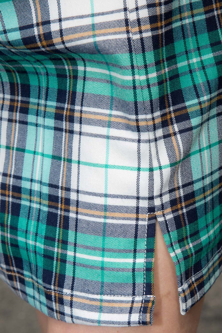 Cara Skirt | Teal Green and Blue Plaid / S