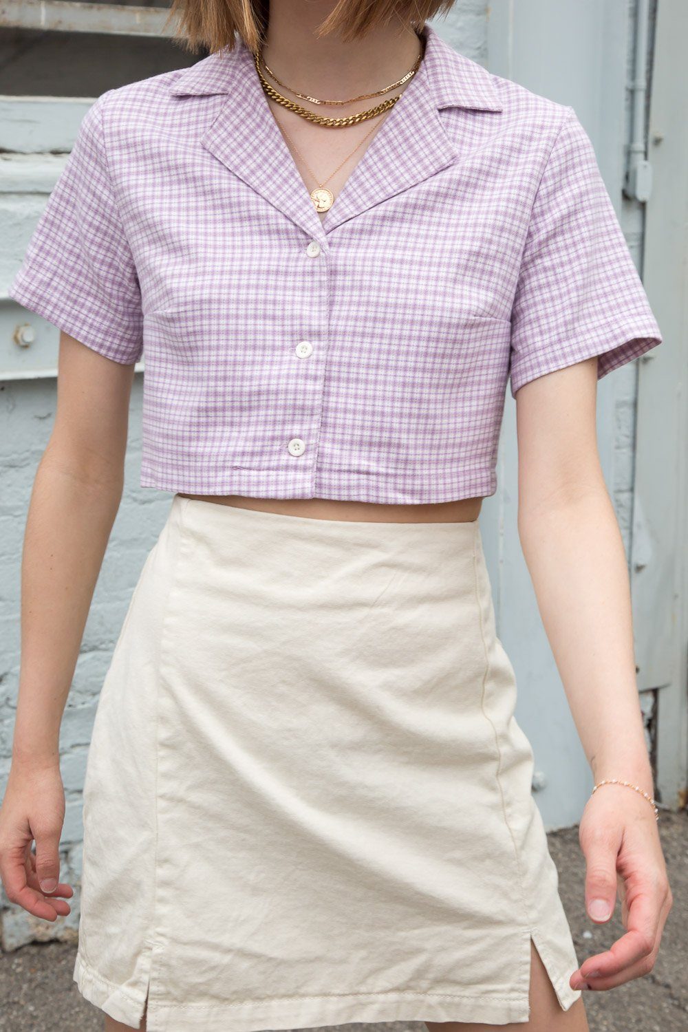 Light Purple and White Plaid / S