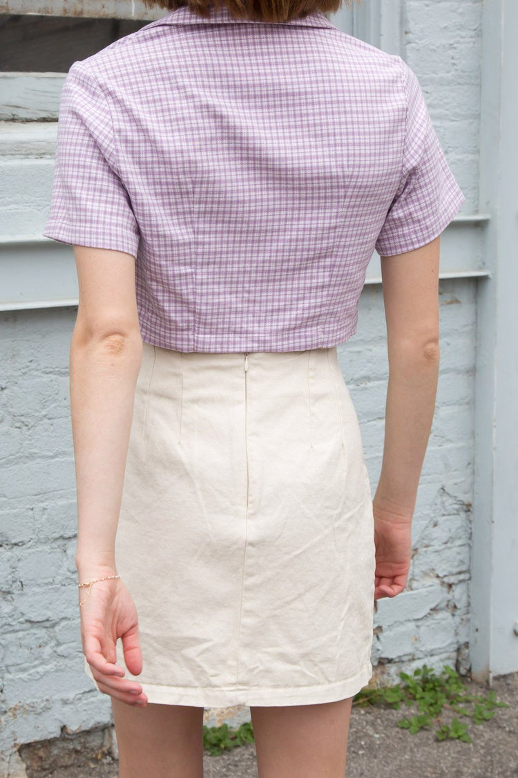 Vivian Top | Light Purple and White Plaid / S