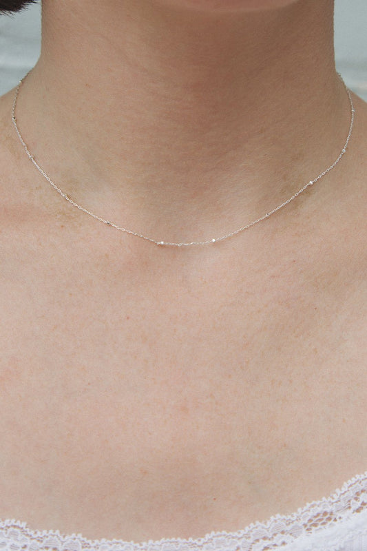 Beaded Chain Necklace | Silver