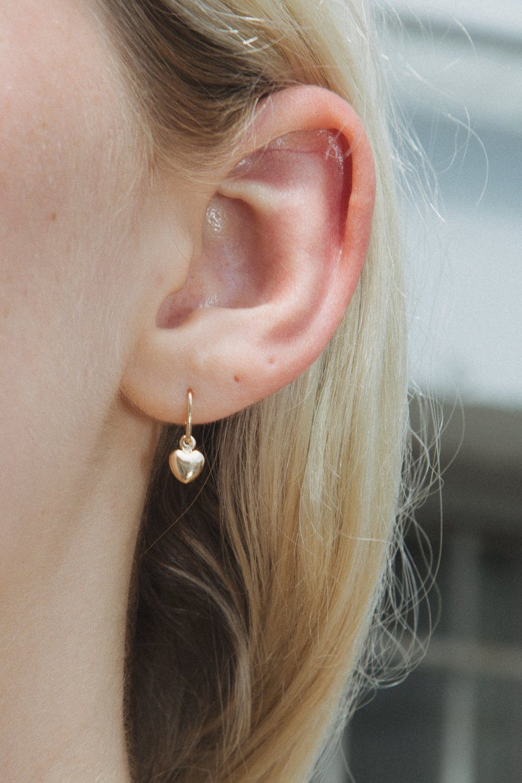 Heart Charm Earrings | Gold