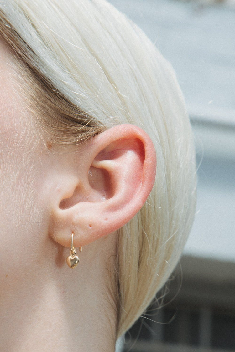 Heart Charm Earrings | Gold