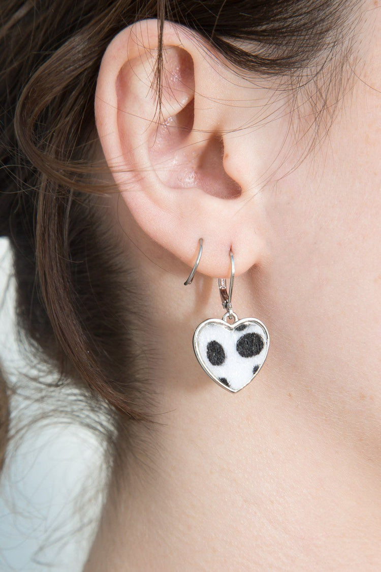 Faux Fur Heart Earrings | Silver