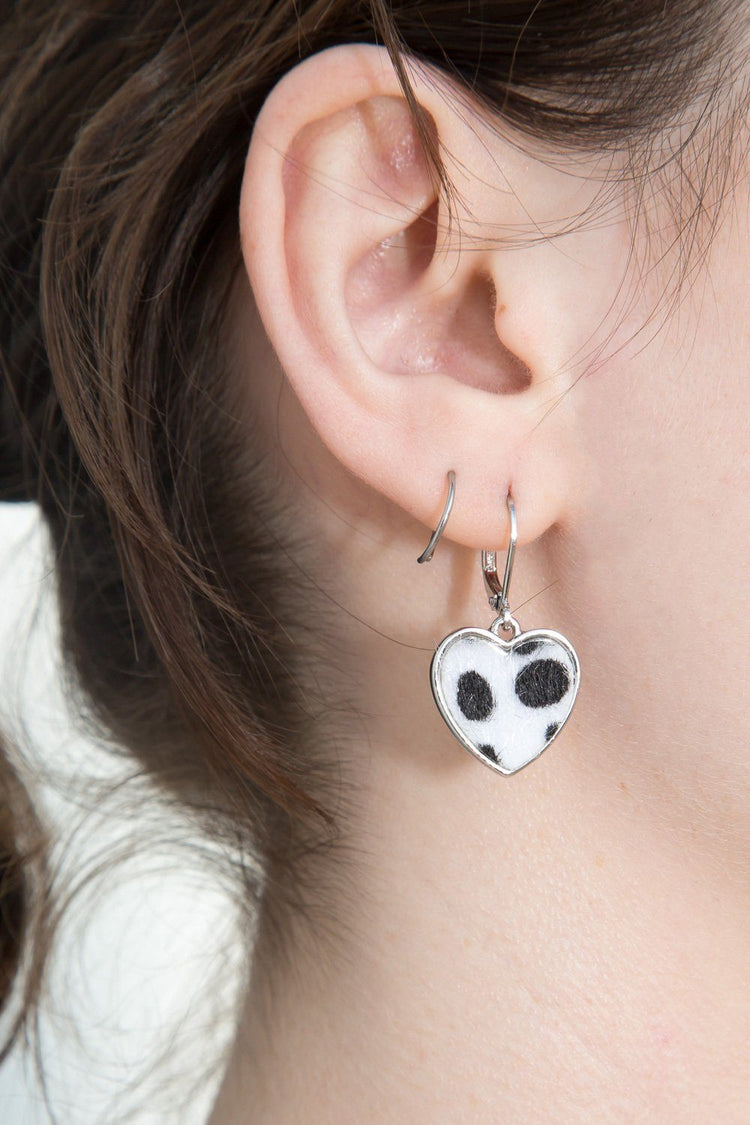Faux Fur Heart Earrings | Silver