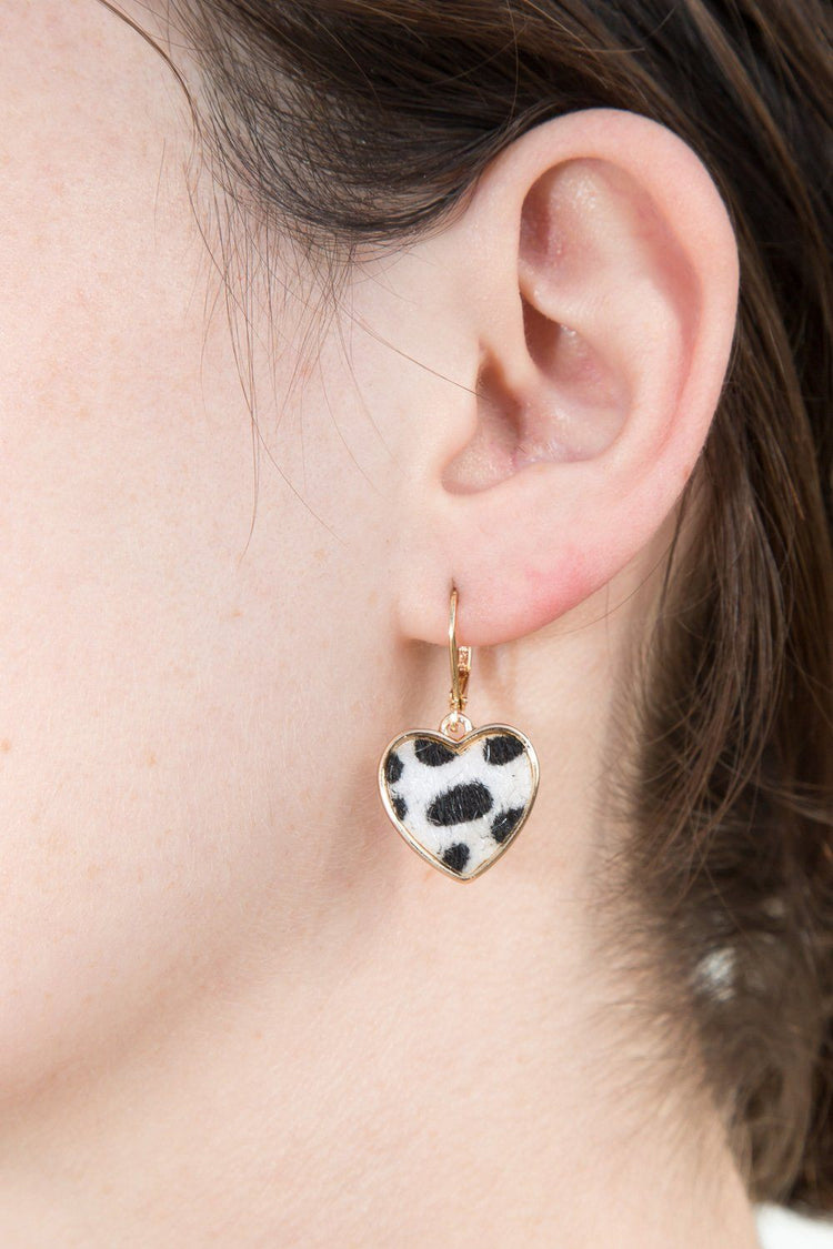 Faux Fur Heart Earrings | Gold