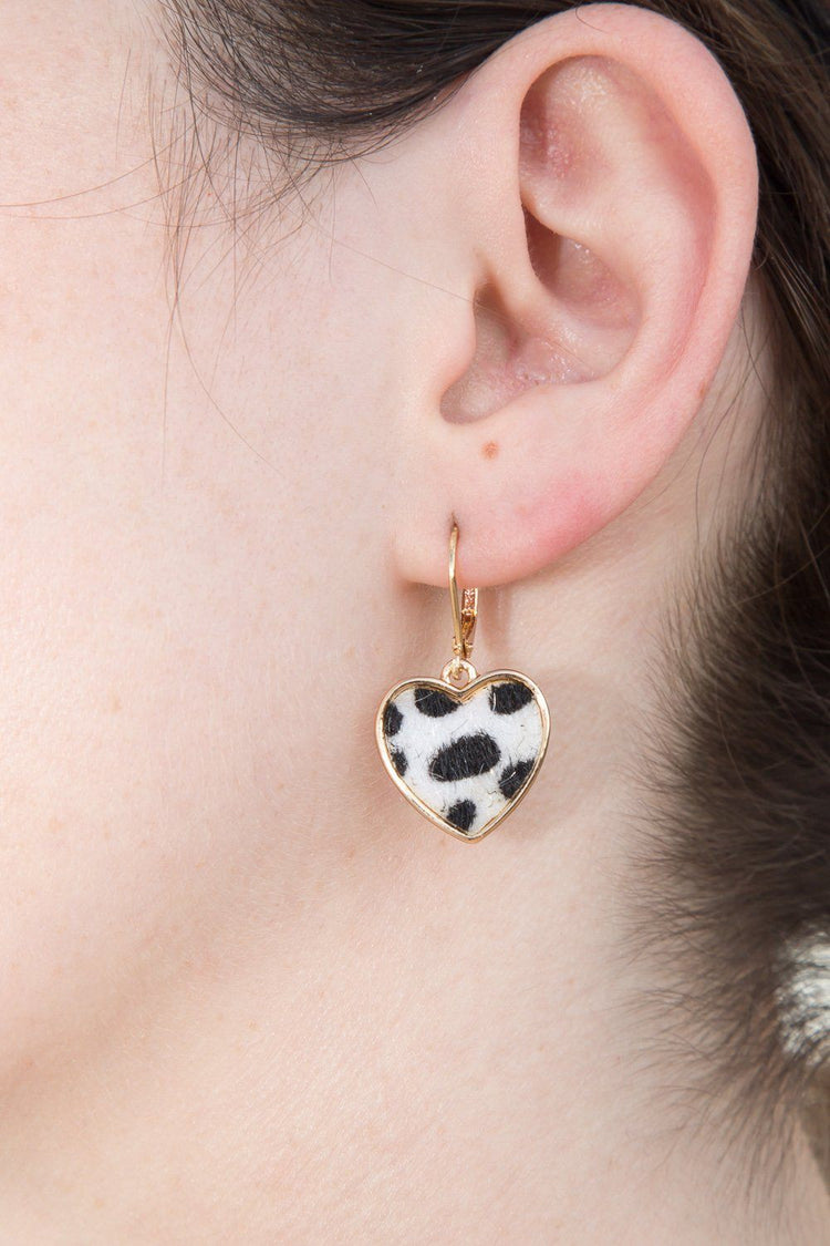 Faux Fur Heart Earrings | Gold